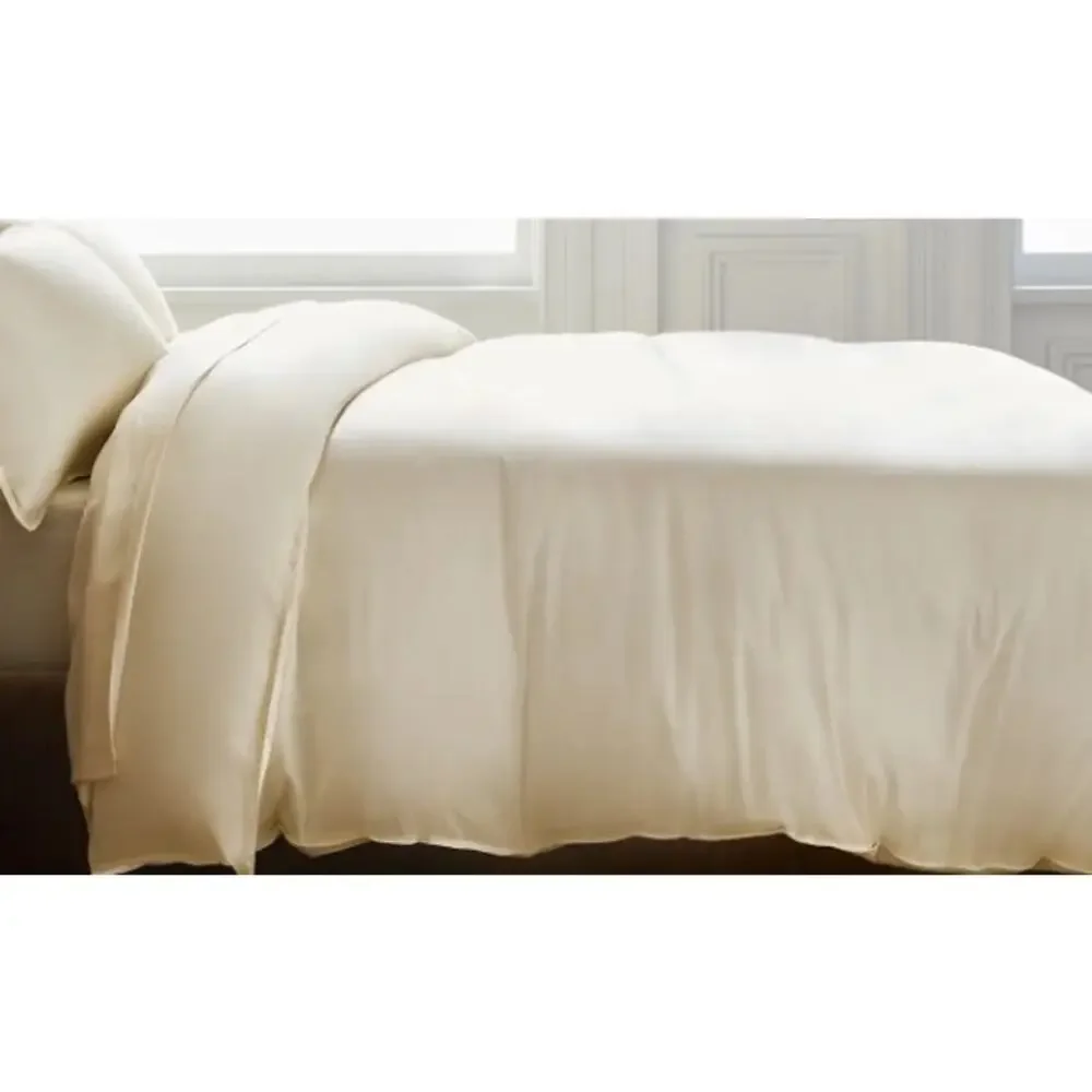 Quince Full Queen Bamboo Duvet Cover 100% Organic Ivory Cream  NEW